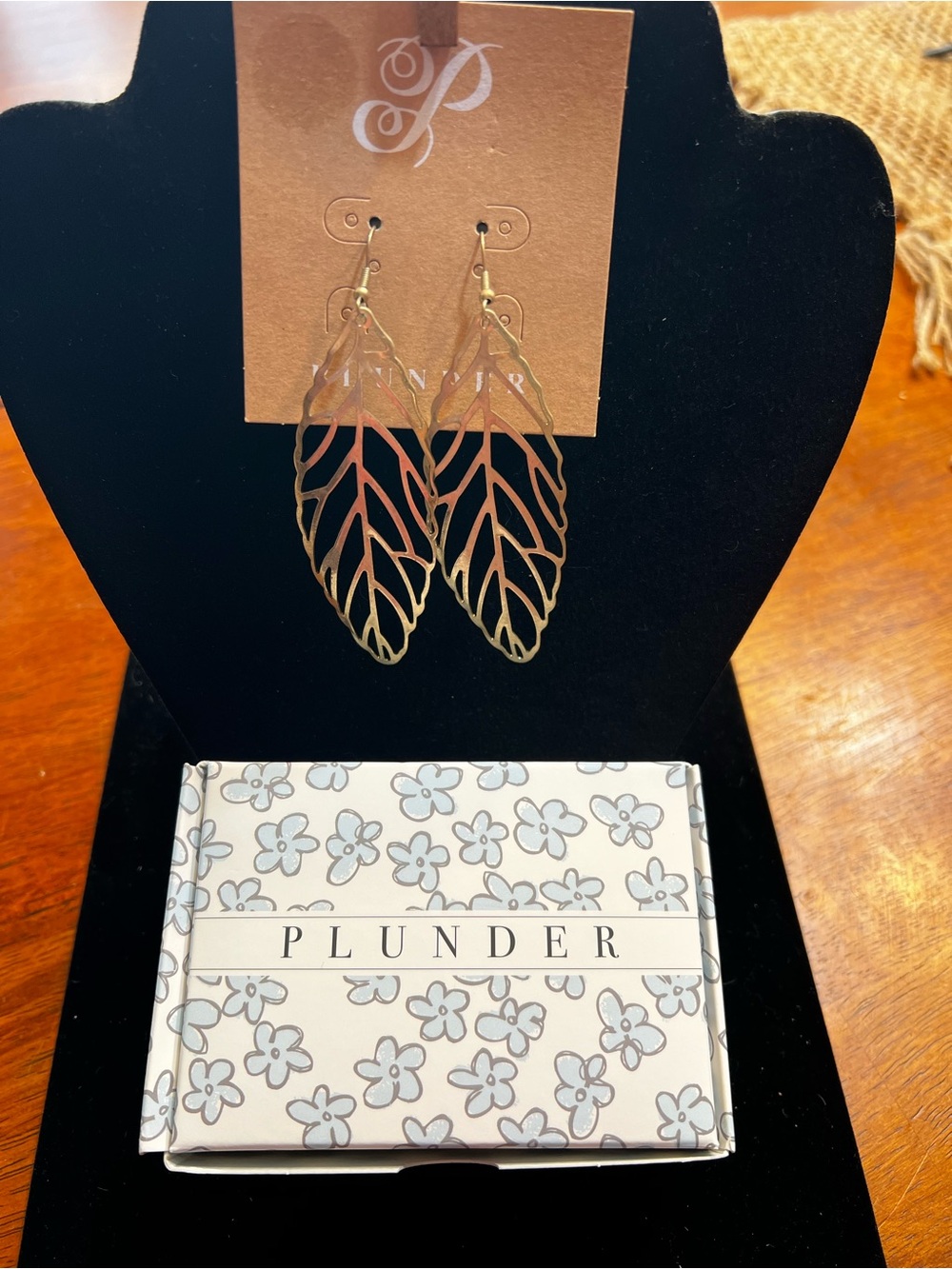 Plunder Delicate Gold Leaf Cutout Dangle Earrings